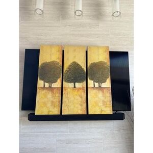 3 Panel Trees Wall Art Canvas Framed Picture 12x36 Modern Nature Decor Set